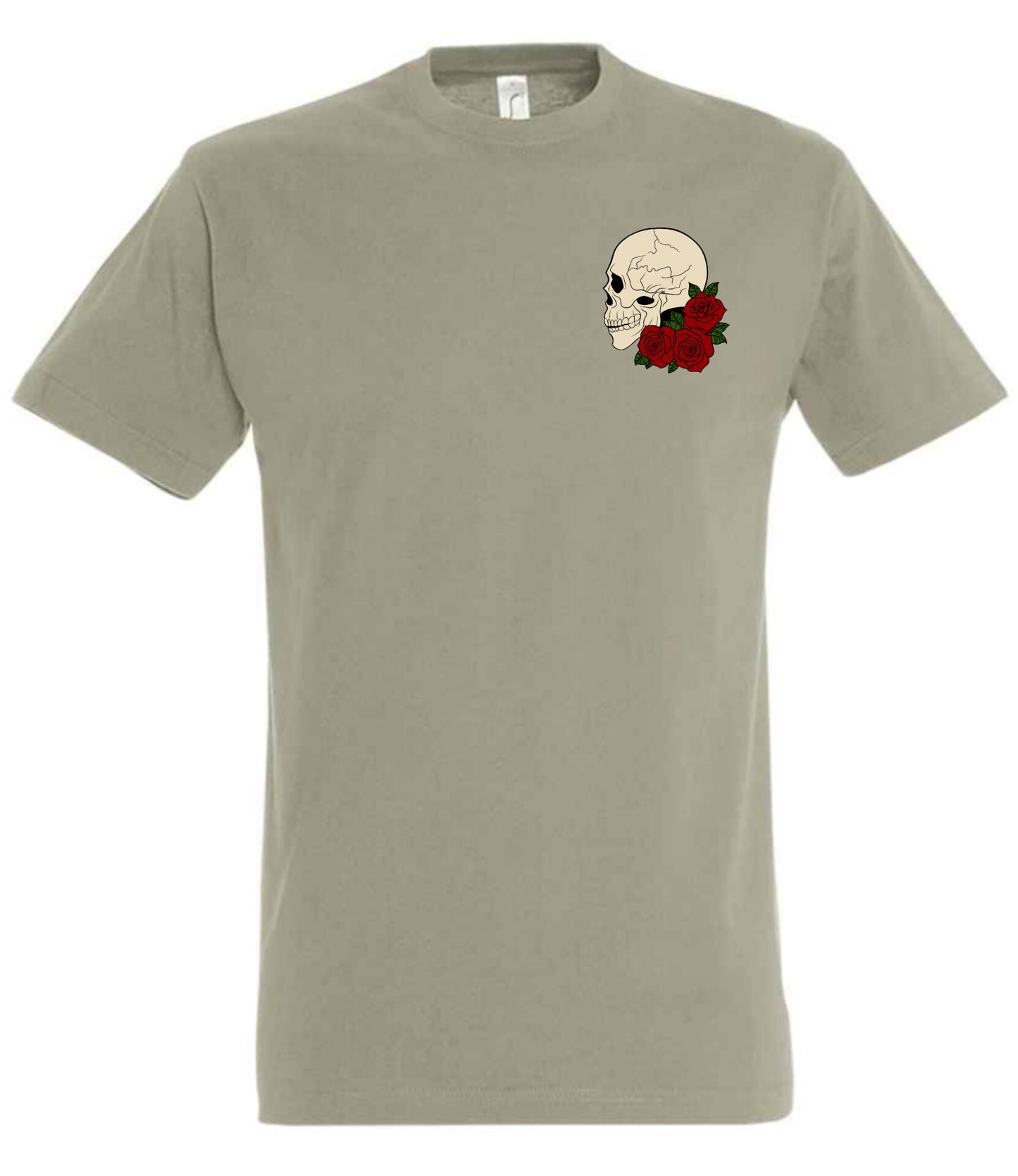 Supremacy of the mind T'shirt side skull with Roses emblem in khaki