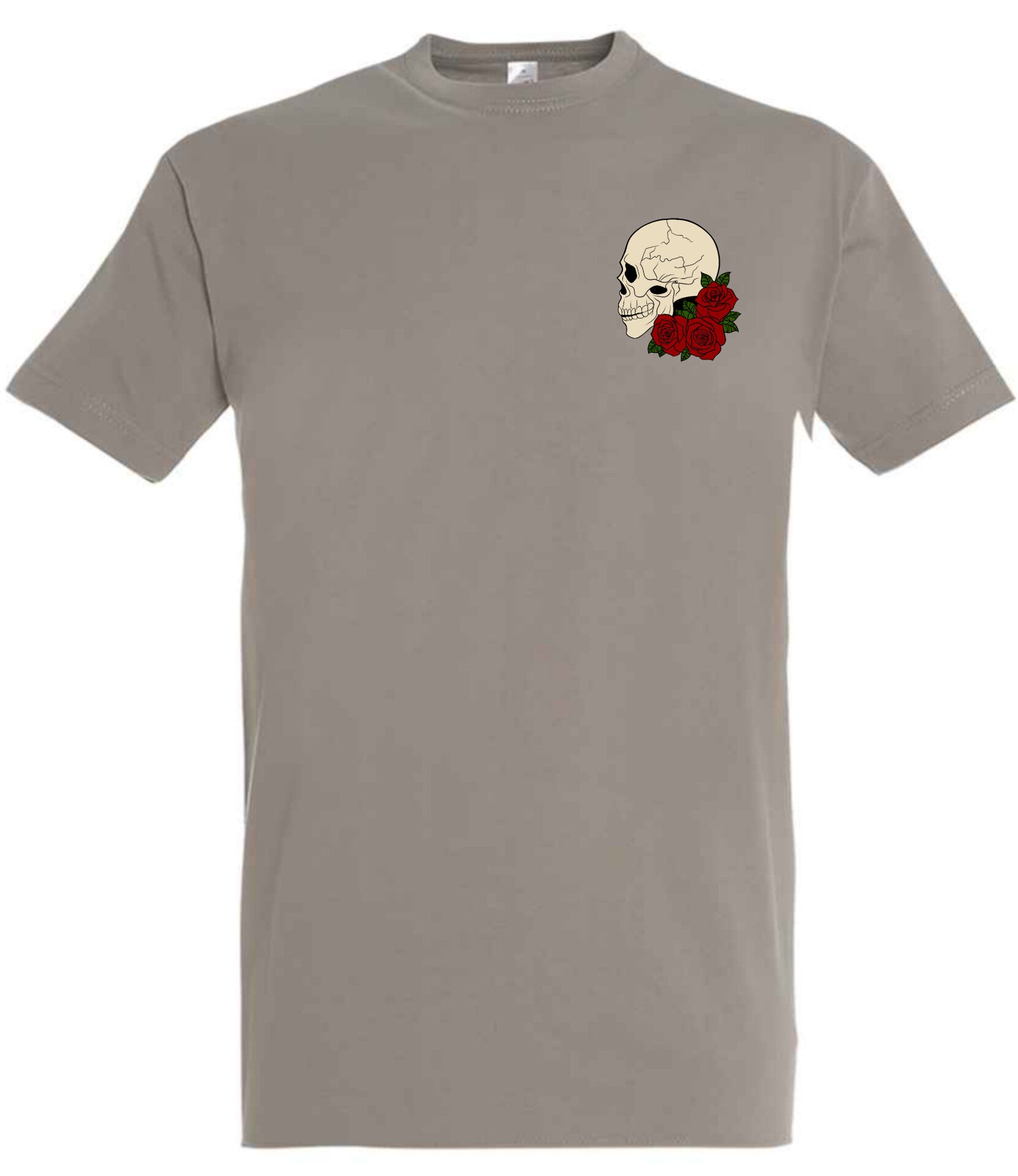 Supremacy of the mind T'shirt side skull with Roses emblem in light grey
