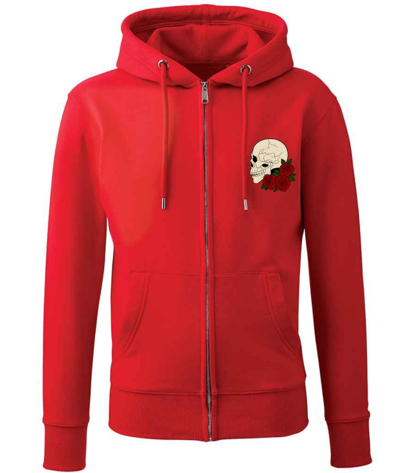 Supremacy of the mind full zip hoodie with skull roses motif in red