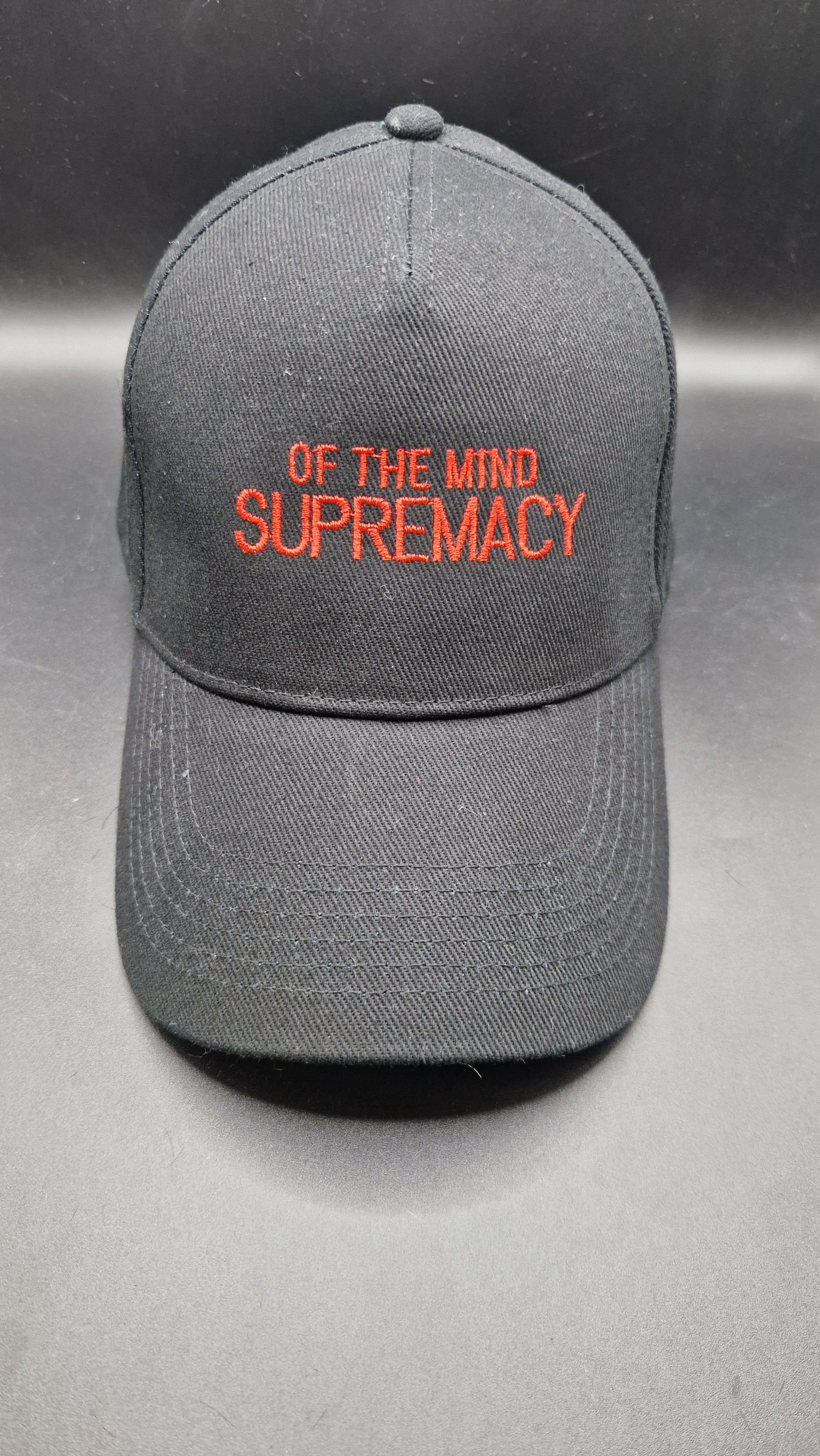 Red thread on a black baseball cap
Supremacy of the mind
Support Mental Health 