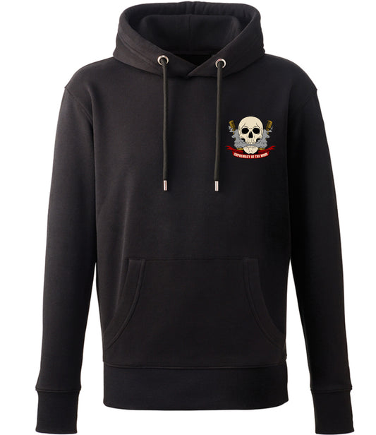 Supremacy of the mind organic hoodie with comb skull emblem in Black