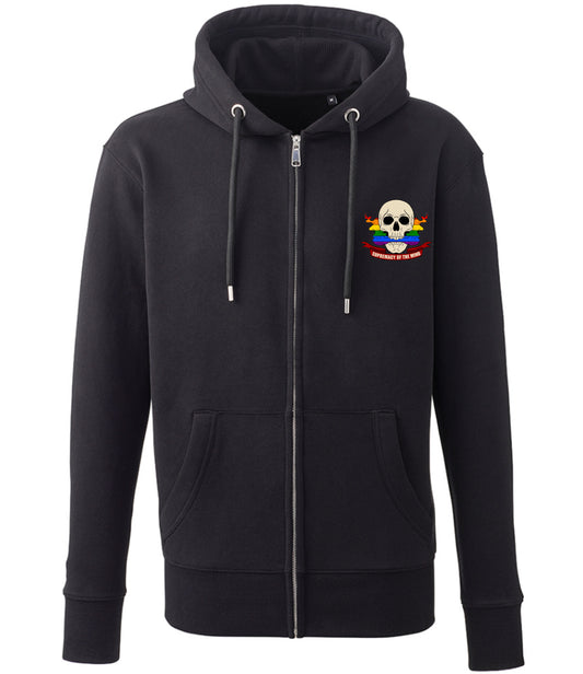 Supremacy of the mind full zip hoodie with skull smokin pride otif in black