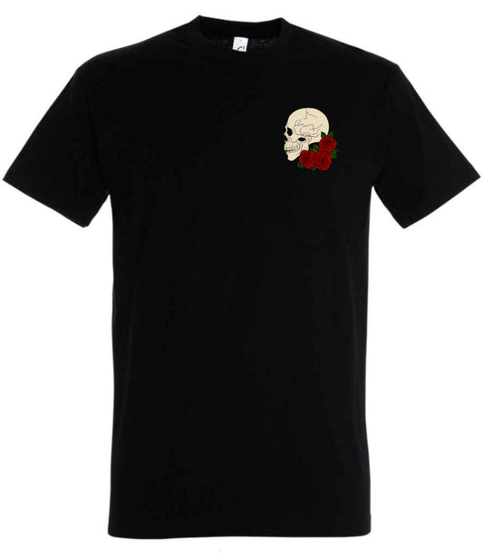 Supremacy of the mind T'shirt side skull with Roses emblem in Black