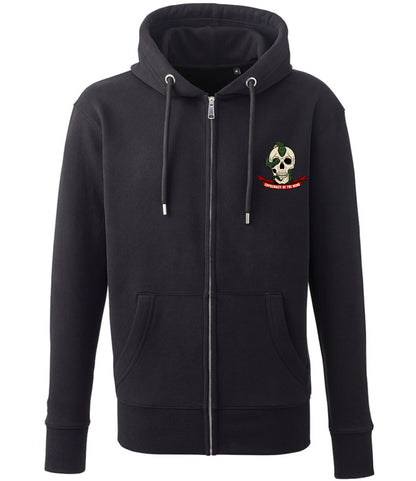 Supremacy of the mind full zip hoodie with skull snake motif in black