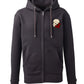 Supremacy of the mind full zip hoodie with skull roses motif in charcoal grey