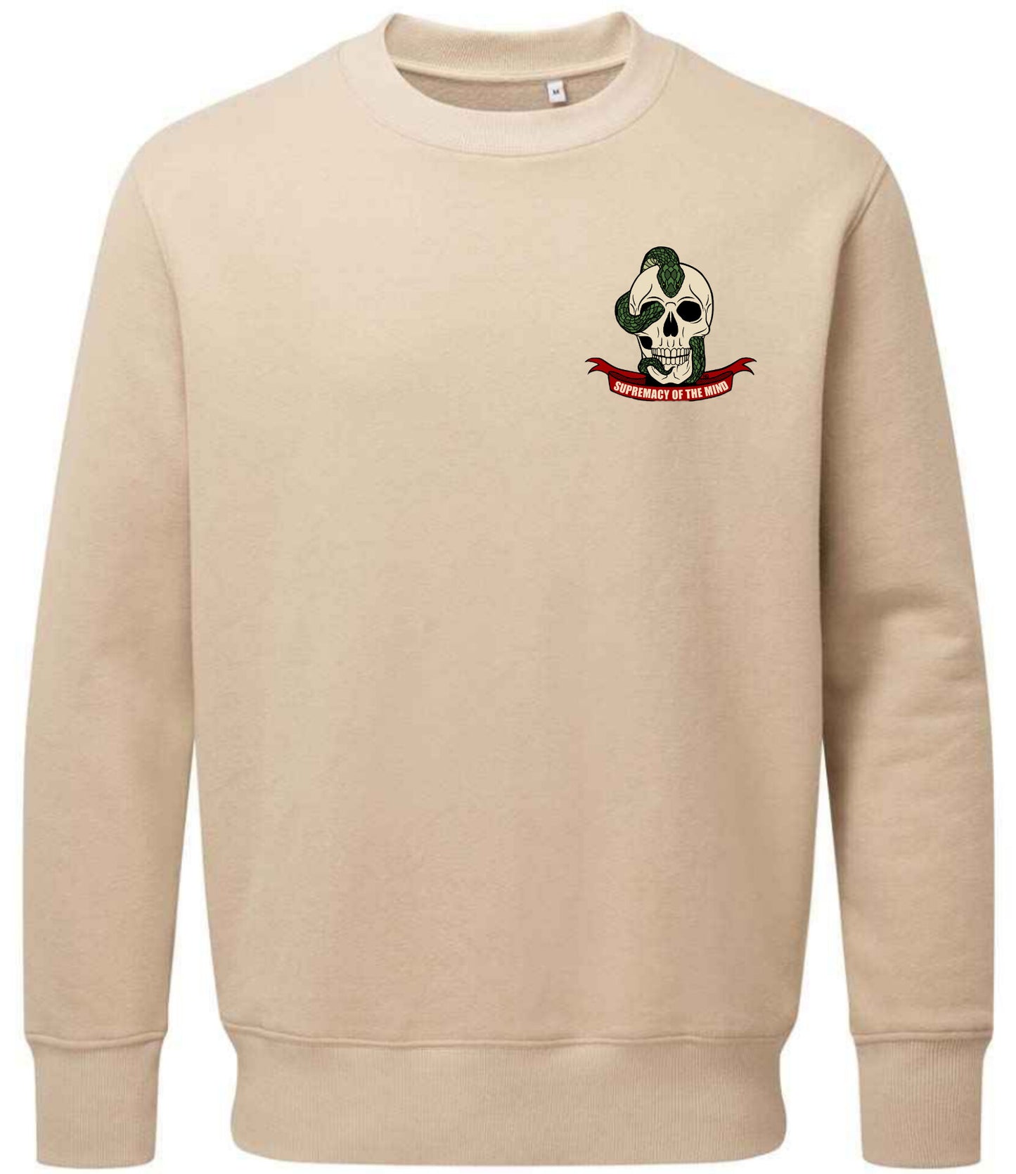 Supremacy of the mind organic crew neck sweater Snake skull in Sand