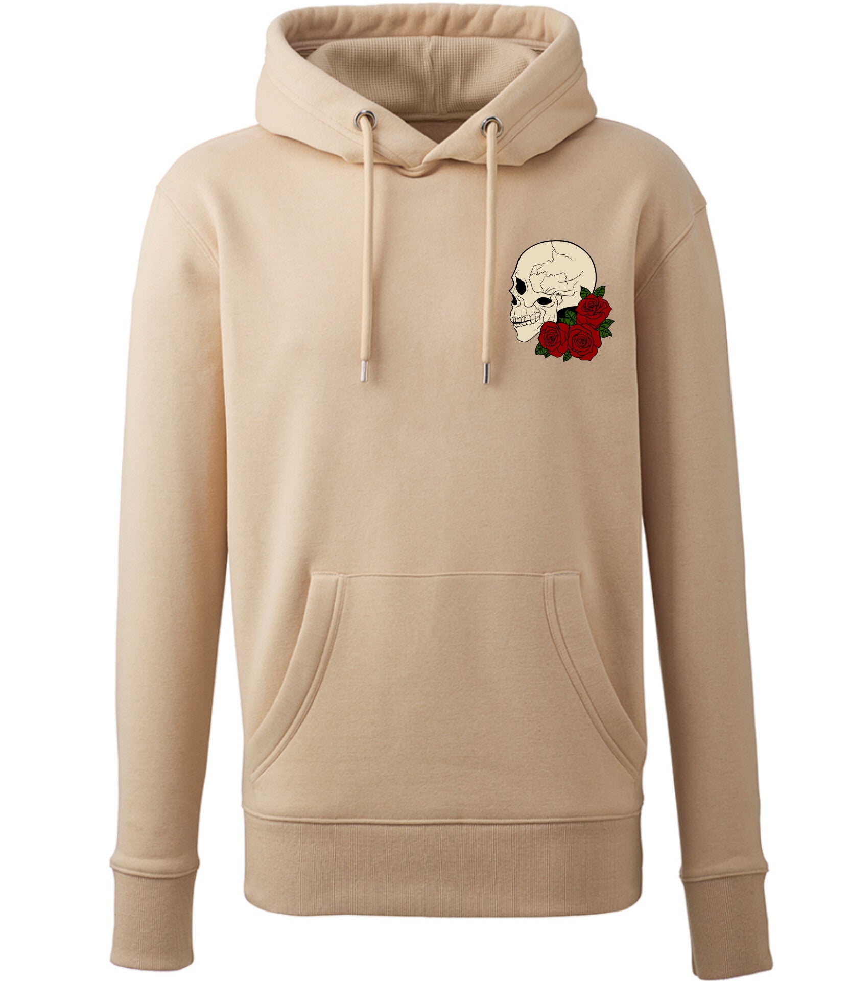 Supremacy in the mind Organic Hoodie with Roses skull emblem in sand