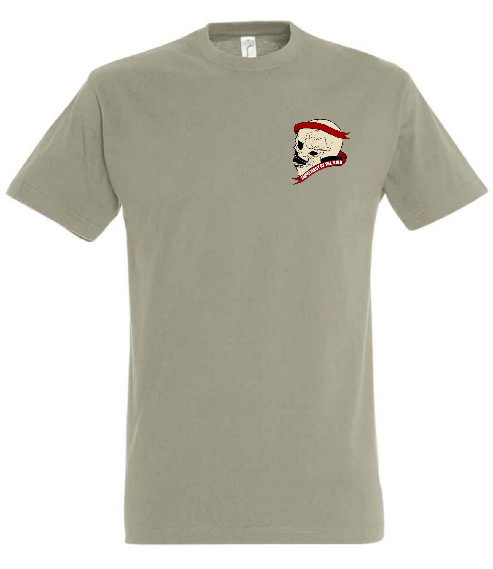 Supremacy of the mind T'shirt side skull with moustache emblem in Khaki