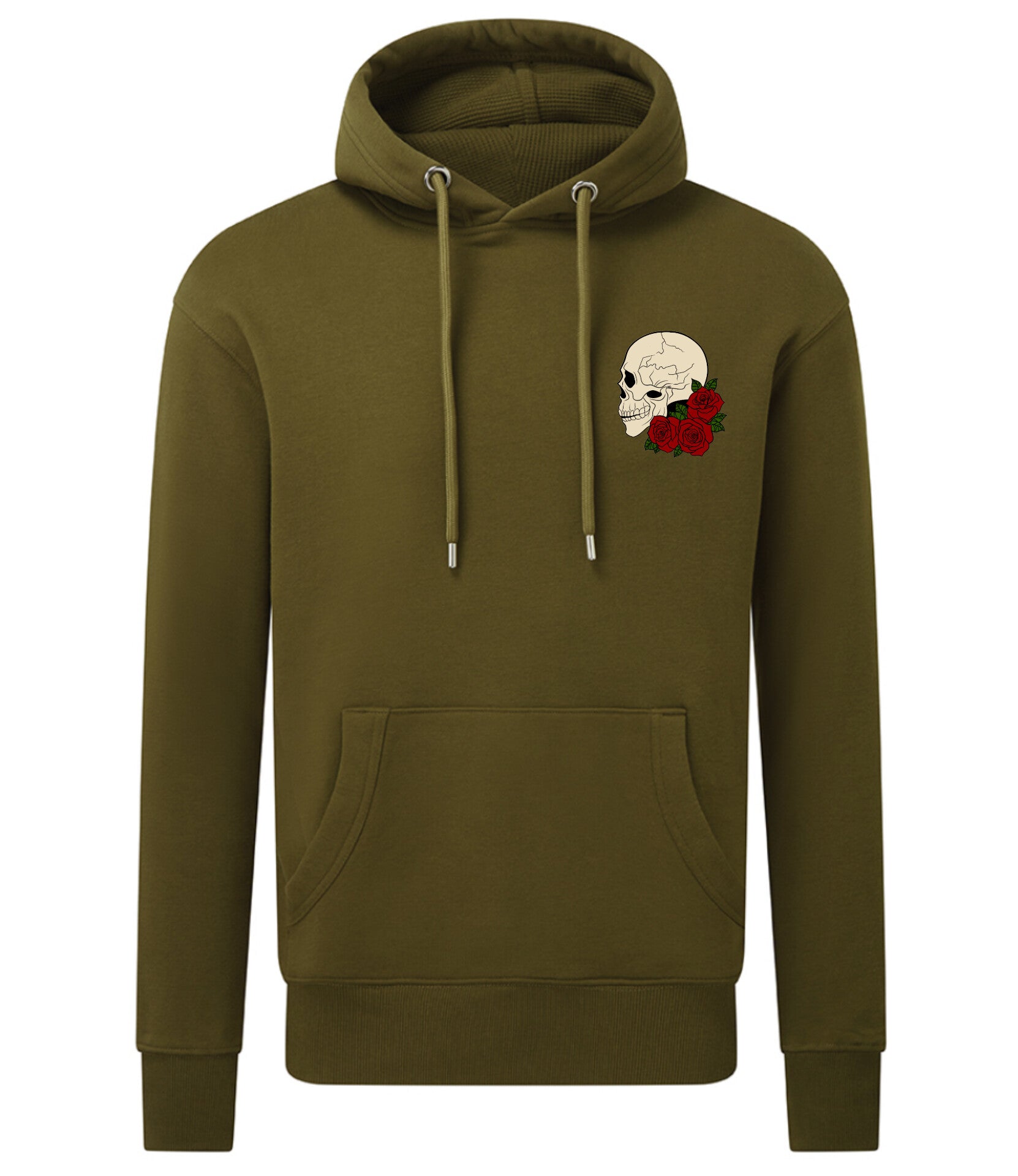 Supremacy in the mind Organic Hoodie with Roses skull emblem in Khaki