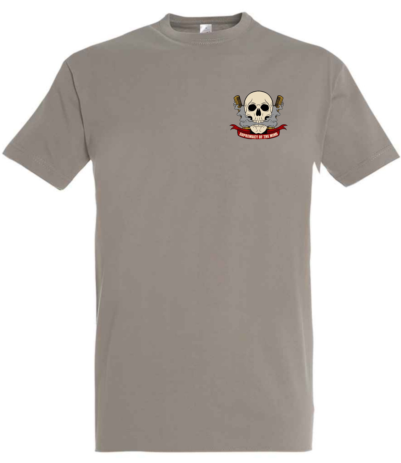 Supremacy of the mind T'shirt Combs skull emblem in Light Grey