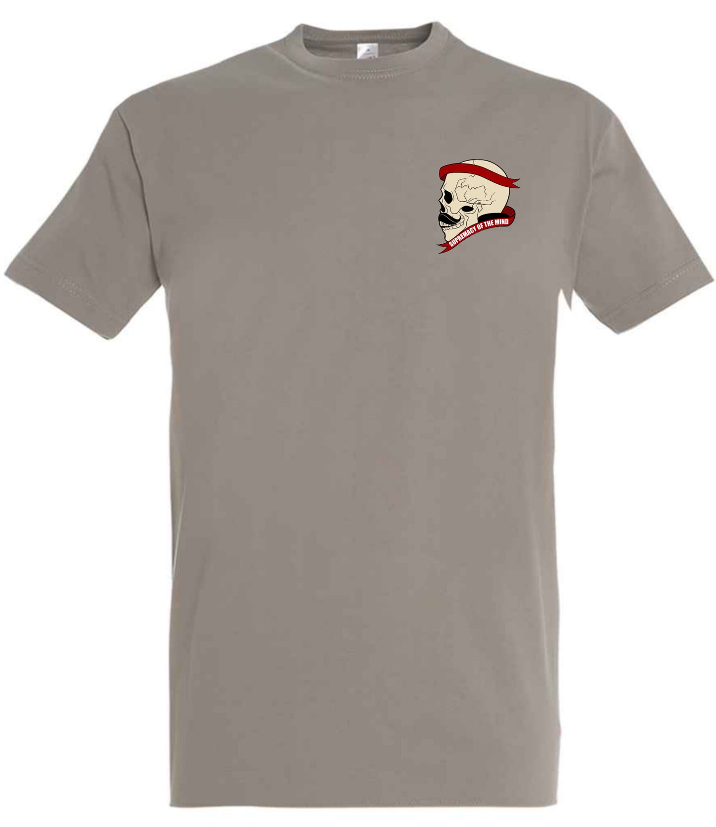 Supremacy of the mind T'shirt side skull with moustache emblem in Light Grey