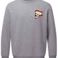 Supremacy of the mind organic crew neck sweater side skull with moustache in marl grey