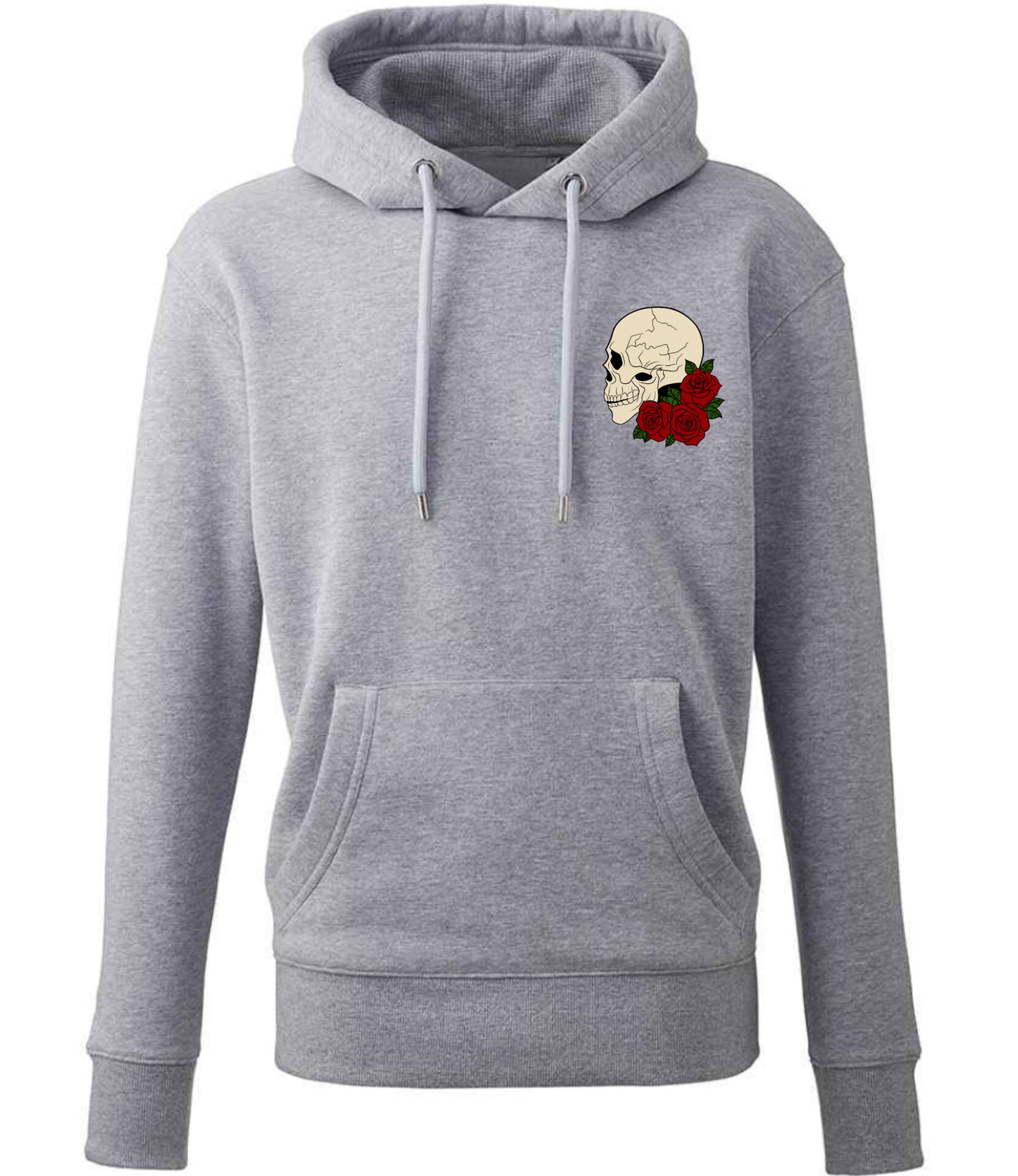 Supremacy in the mind Organic Hoodie with Roses skull emblem in Marl Grey