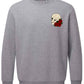 Supremacy of the mind organic crew neck sweater side skull with Roses in Marl Grey