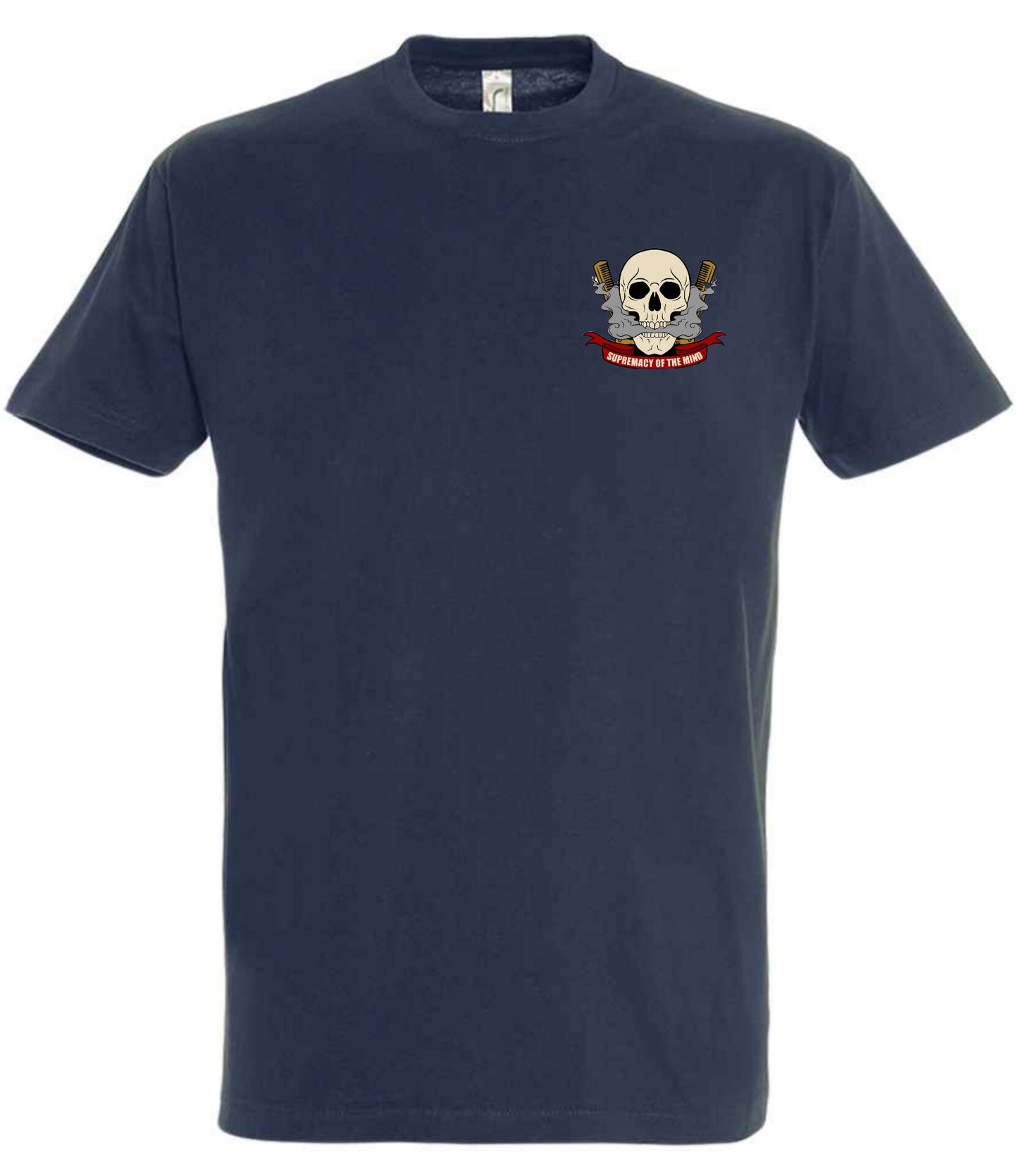 Supremacy of the mind T'shirt Combs skull emblem in Navy