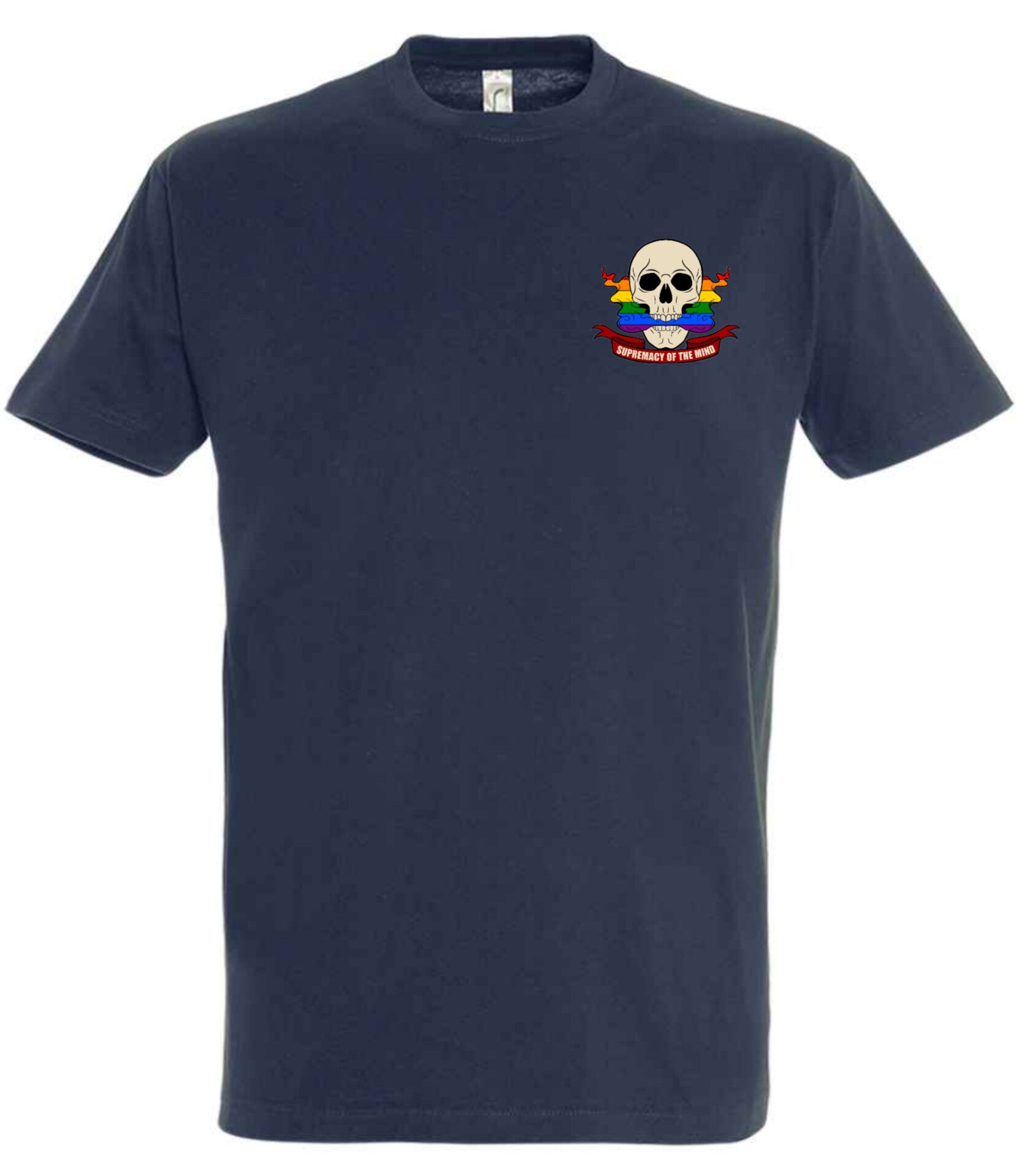 Supremacy of the mind T'shirt smokin pride skull emblem in navy