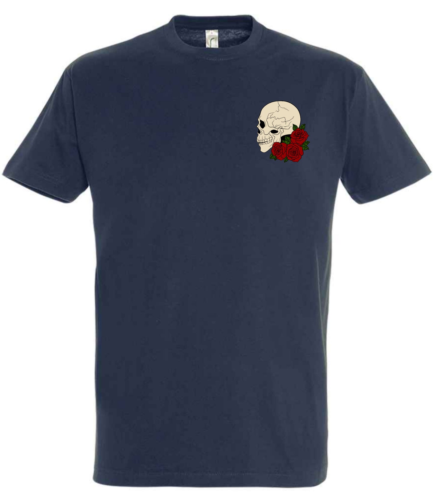 Supremacy of the mind T'shirt side skull with Roses emblem in Navy 