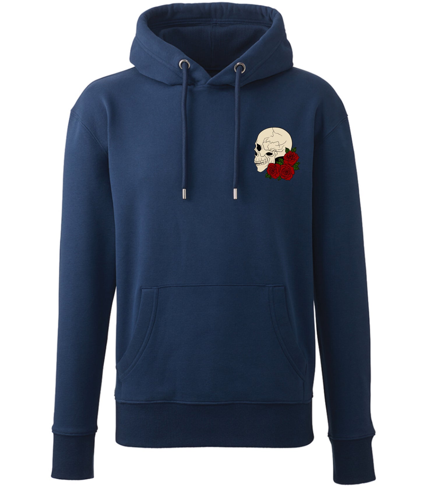 Supremacy in the mind Organic Hoodie with Roses skull emblem in Navy