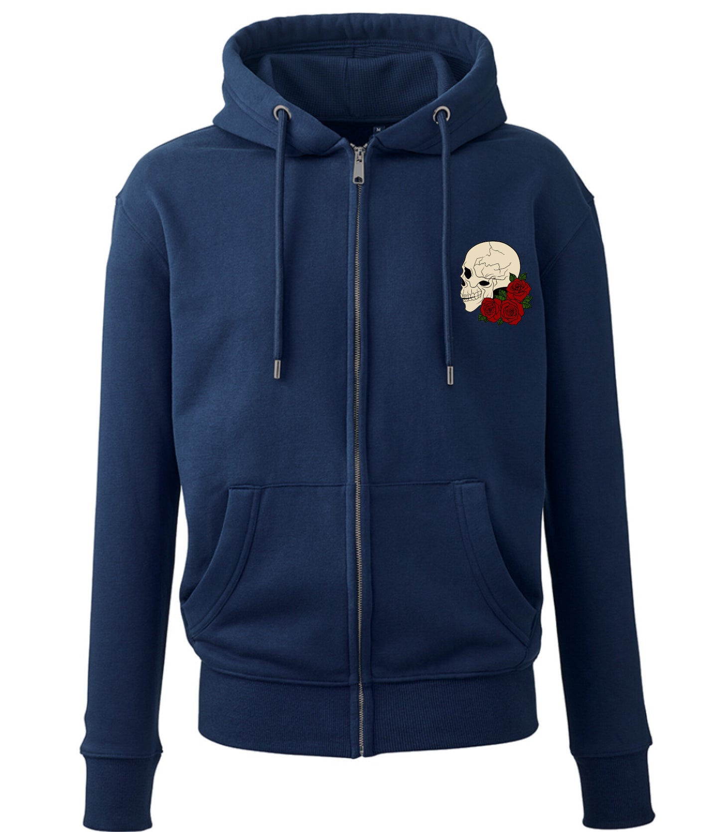 Supremacy of the mind full zip hoodie with skull roses motif in navy