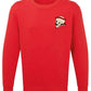 Supremacy of the mind organic crew neck sweater side skull with moustache in Red