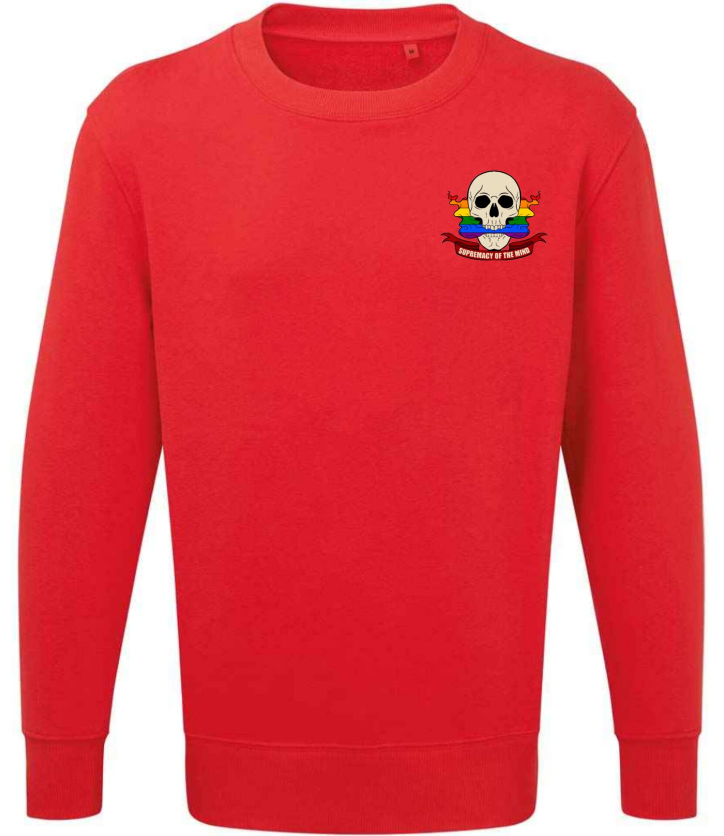 Supremacy of the mind organic crew neck sweater smokin pride skull in Red