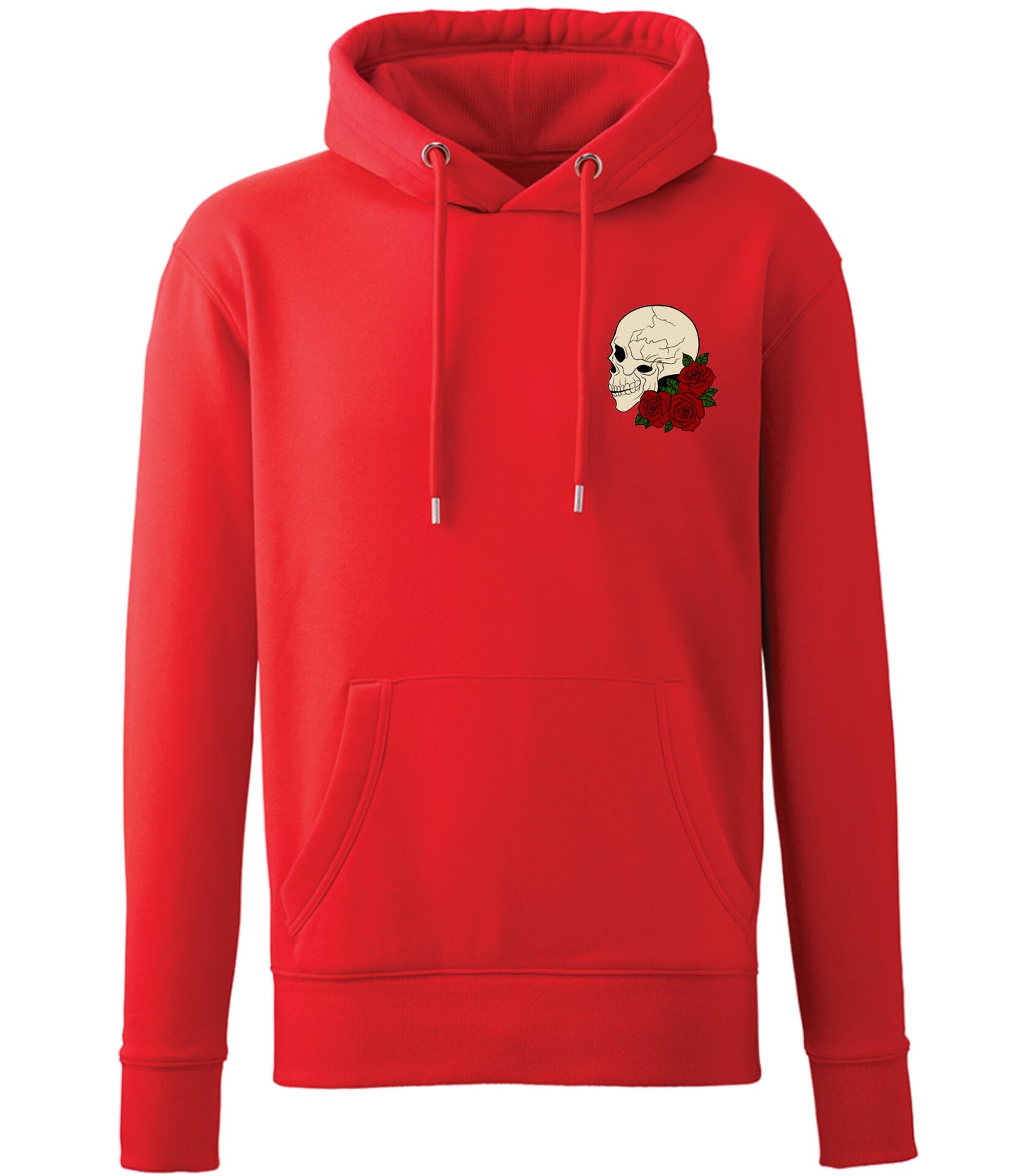 Supremacy in the mind Organic Hoodie with Roses skull emblem in Red