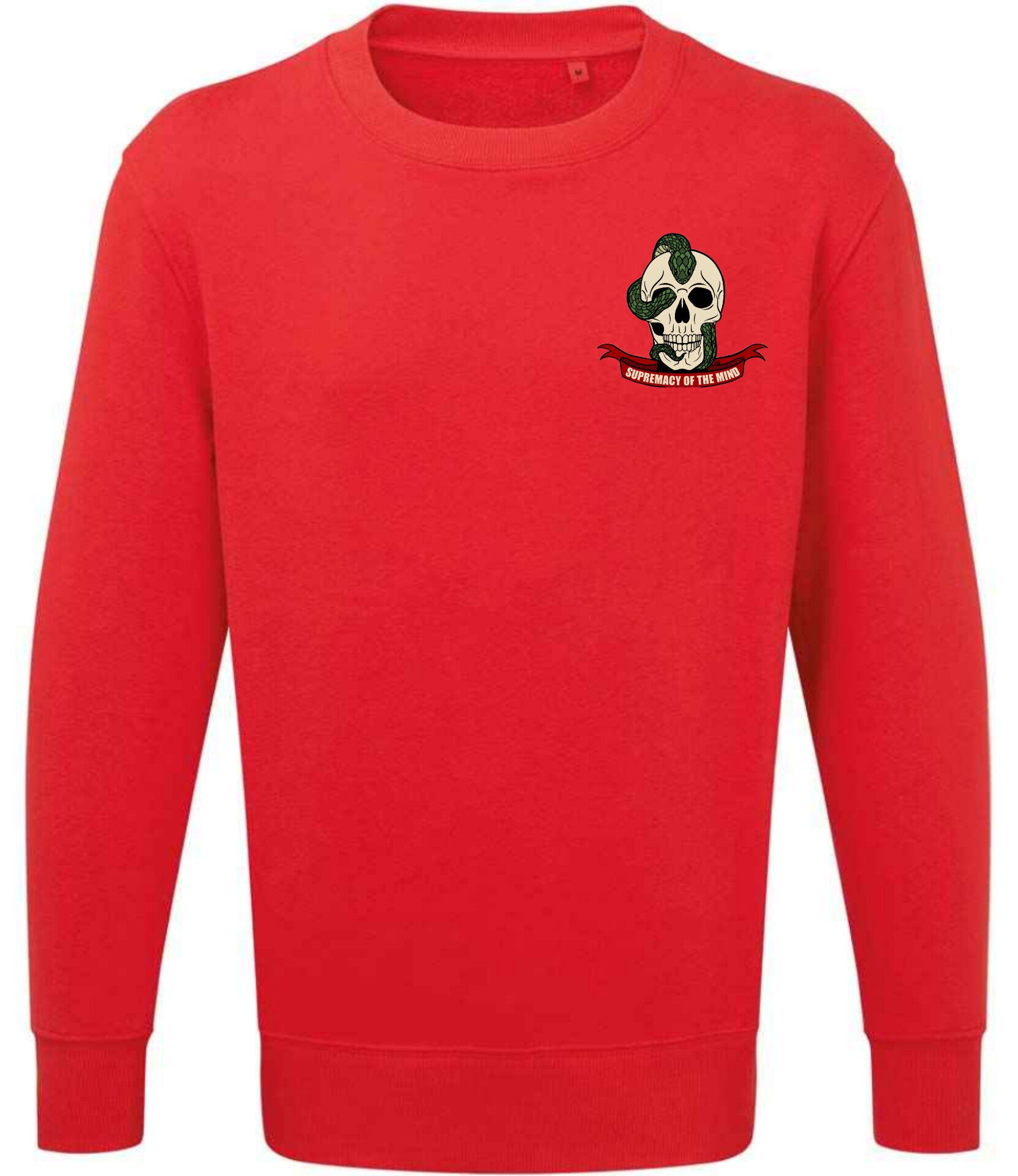 Supremacy of the mind organic crew neck sweater Snake skull in Red