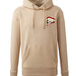 Supremacy of the mind organic hoodie with side skull with moustache emblem in sand