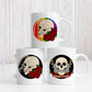 Ceramic white mug with skull motif supremacy of the mind